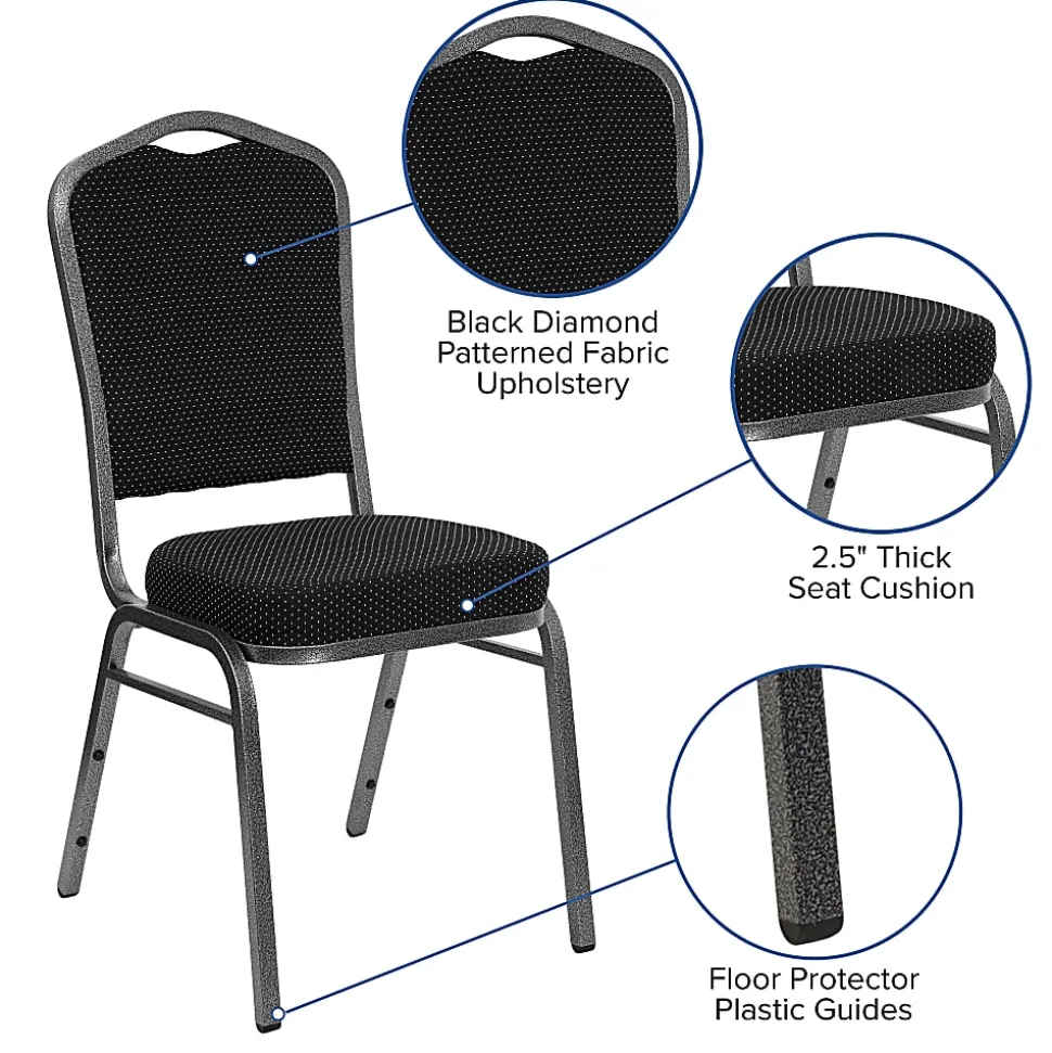Flash Furniture HERCULES Fabric Crown-Back Stacking Banquet Chair, Black Dot/Silver