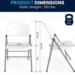 Flash Furniture Hercules Folding Chairs, Set Of 6 Folding Chairs, White/Gray