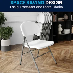 Flash Furniture Hercules Folding Chairs, Set Of 6 Folding Chairs, White/Gray
