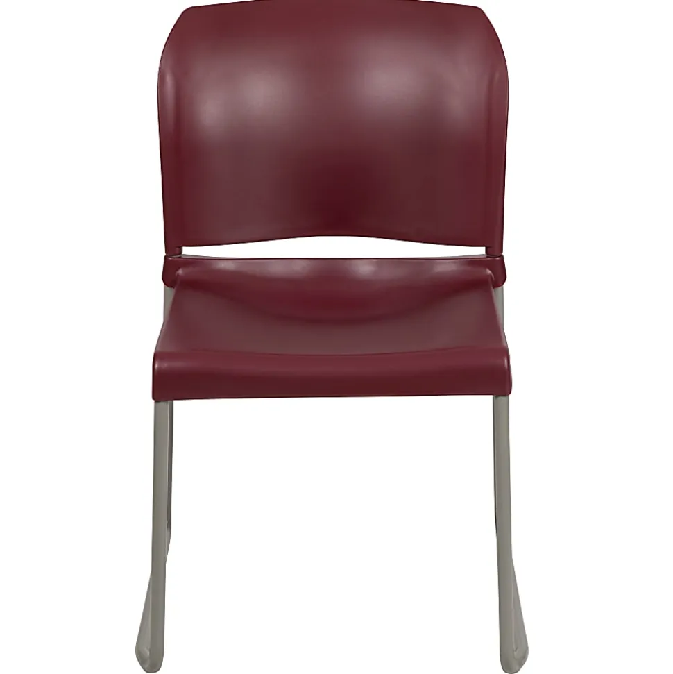 Flash Furniture HERCULES Full-Back Contoured Stacking Chair With Sled Base, Burgundy/Gray