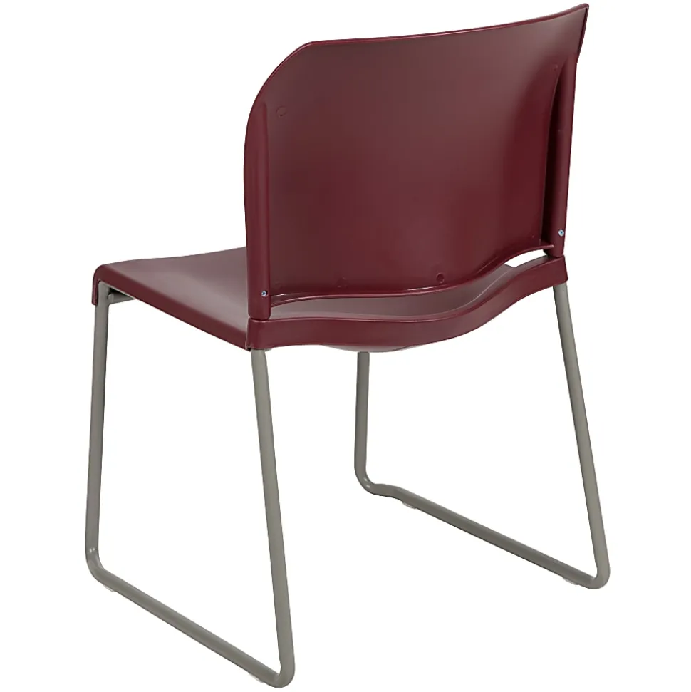Flash Furniture HERCULES Full-Back Contoured Stacking Chair With Sled Base, Burgundy/Gray