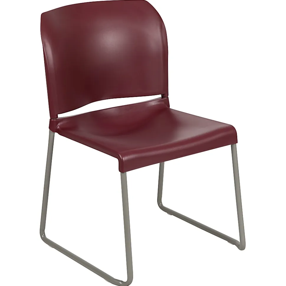 Flash Furniture HERCULES Full-Back Contoured Stacking Chair With Sled Base, Burgundy/Gray