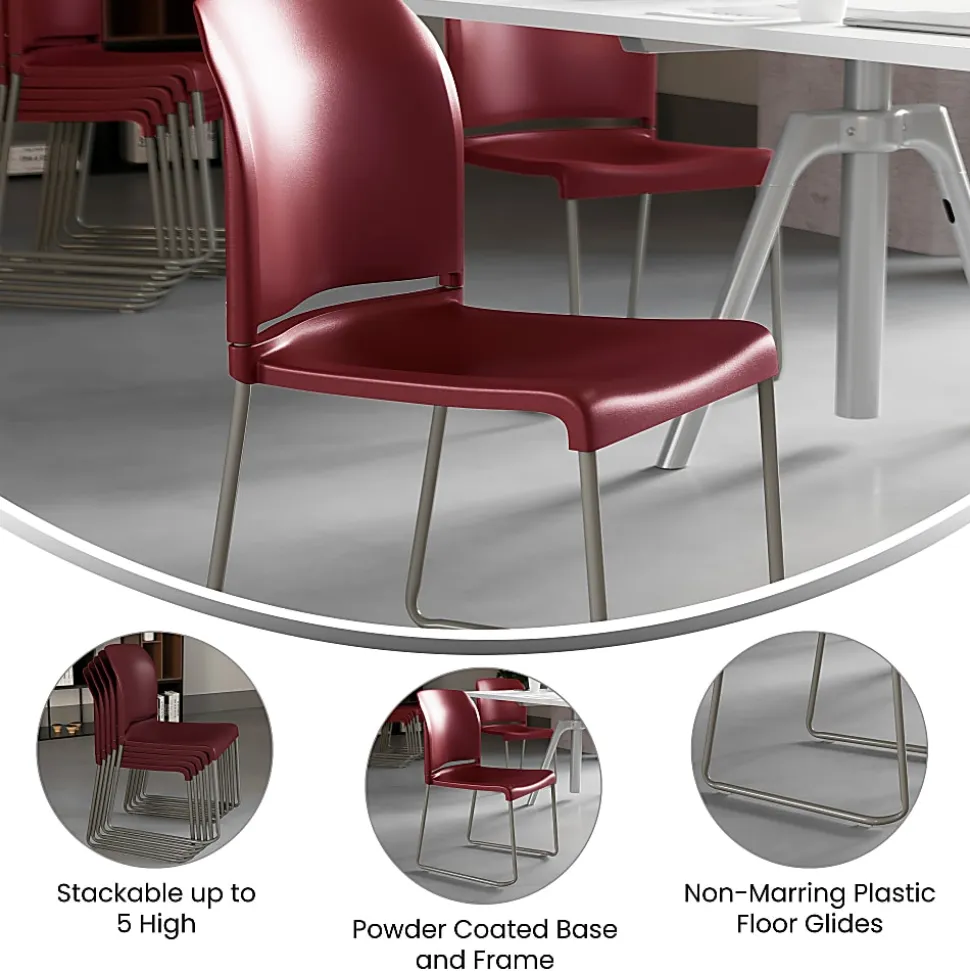 Flash Furniture HERCULES Full-Back Contoured Stacking Chair With Sled Base, Burgundy/Gray