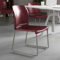 Flash Furniture HERCULES Full-Back Contoured Stacking Chair With Sled Base, Burgundy/Gray