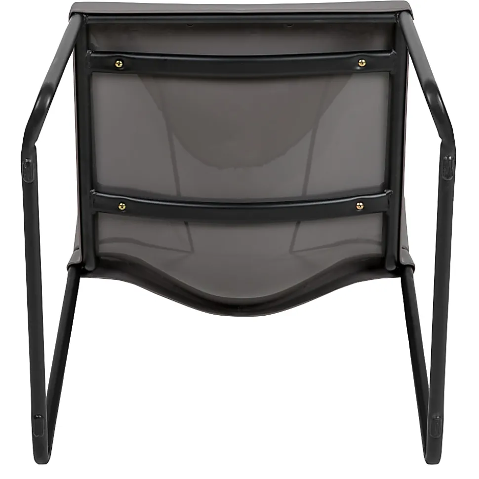 Flash Furniture HERCULES Full-Back Contoured Stacking Chair With Sled Base, Gray/Black