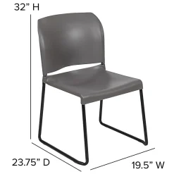 Flash Furniture HERCULES Full-Back Contoured Stacking Chair With Sled Base, Gray/Black
