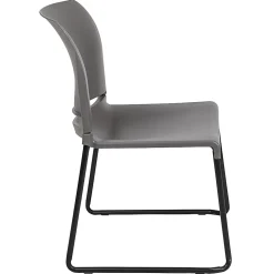 Flash Furniture HERCULES Full-Back Contoured Stacking Chair With Sled Base, Gray/Black