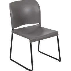 Flash Furniture HERCULES Full-Back Contoured Stacking Chair With Sled Base, Gray/Black