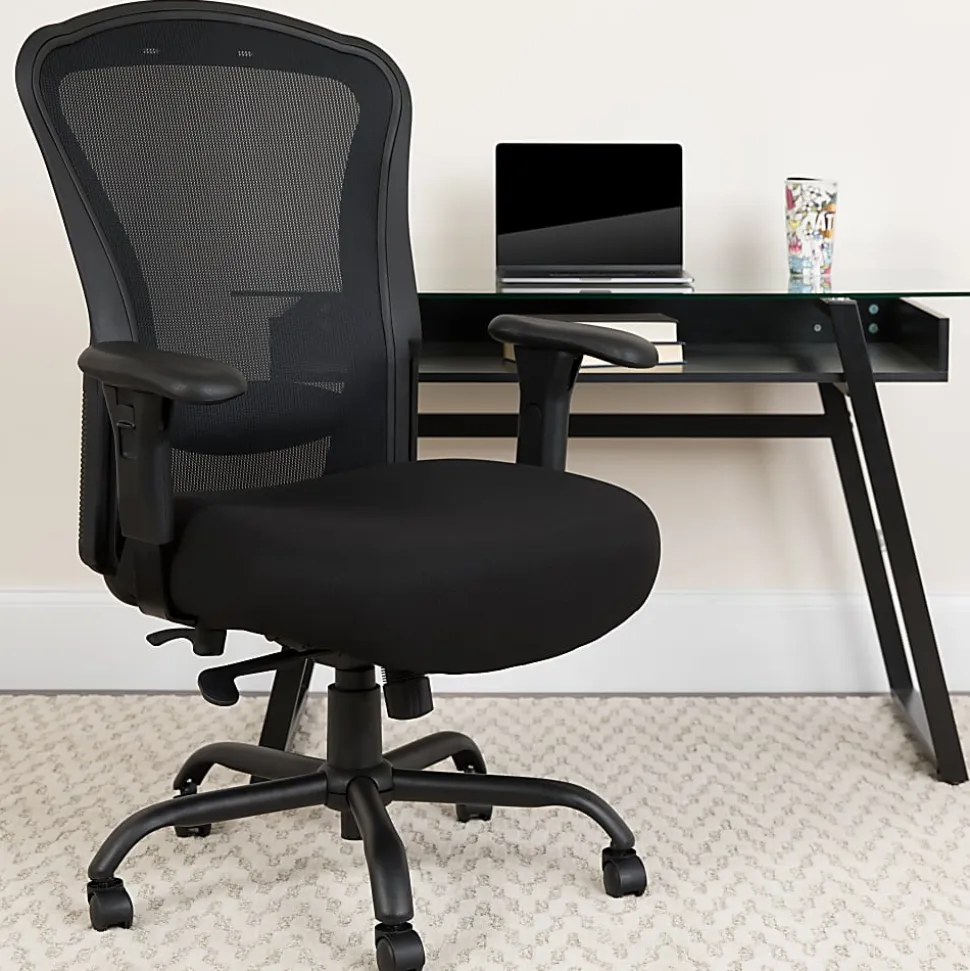 Flash Furniture HERCULES 24-7 Intensive Mesh Big And Tall Multifunction Chair With Synchro Tilt, Black