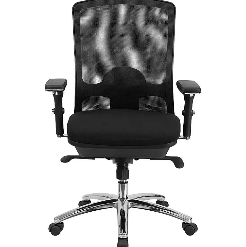 Flash Furniture HERCULES 24-7 Intensive Mesh Mid-Back Big And Tall Chair With Synchro Tilt, Black/Chrome