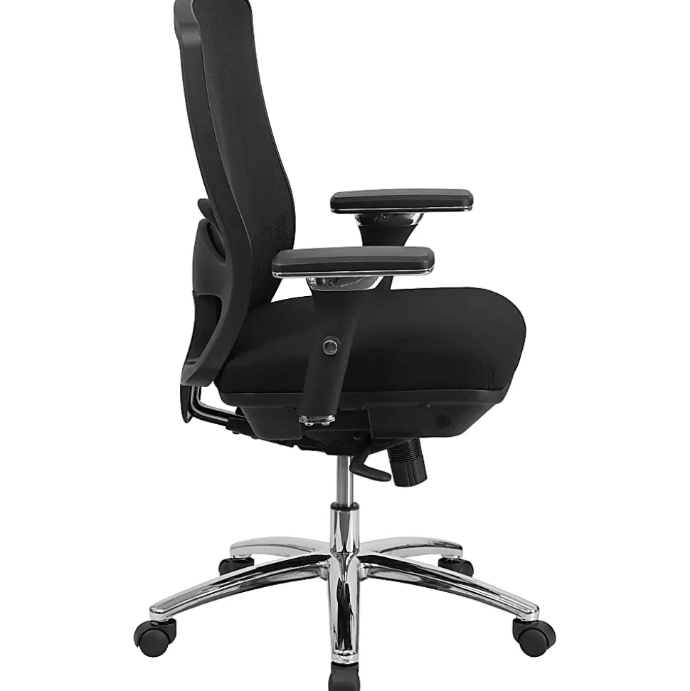 Flash Furniture HERCULES 24-7 Intensive Mesh Mid-Back Big And Tall Chair With Synchro Tilt, Black/Chrome