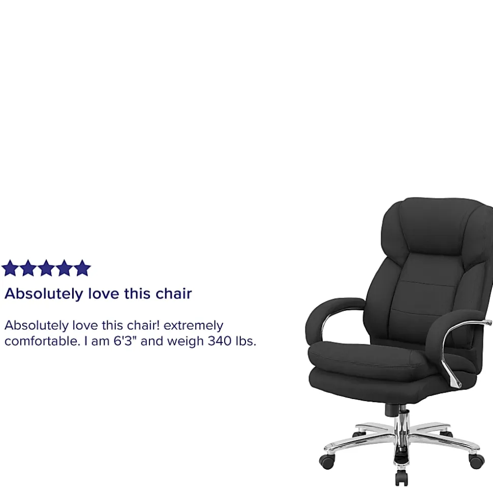 Flash Furniture Hercules 24-7 Intensive Use Big And Tall Office Chair With Loop Arms, Black Ergonomic Fabric/Gray