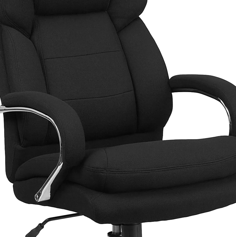 Flash Furniture Hercules 24-7 Intensive Use Big And Tall Office Chair With Loop Arms, Black Ergonomic Fabric/Gray