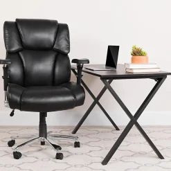 Flash Furniture Hercules 24-7 Intensive Use Big And Tall Office Chair With Lumbar Knob, Tufted Headrest And Back, Black/Gray