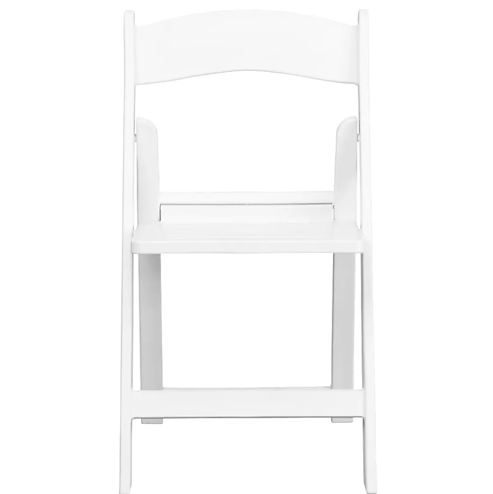 Flash Furniture HERCULES 1000-lb Capacity Resin Folding Chairs With Slatted Seats, White, Set Of 4 Chairs