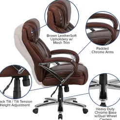 Flash Furniture Hercules LeatherSoft™ Faux Leather High-Back Big & Tall Ergonomic Office Chair, Brown/Gray