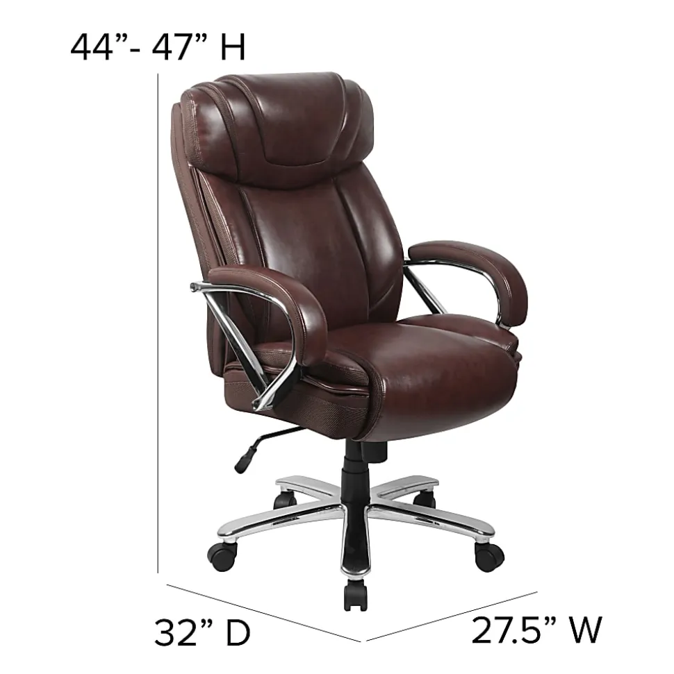 Flash Furniture Hercules LeatherSoft™ Faux Leather High-Back Big & Tall Ergonomic Office Chair, Brown/Gray