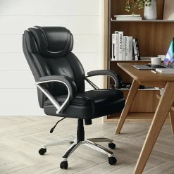 Flash Furniture Hercules LeatherSoft™ Faux Leather High-Back Big & Tall Ergonomic Office Chair, Black/Gray