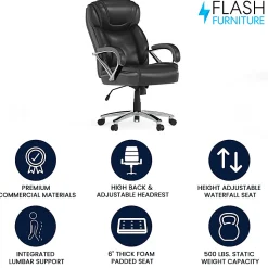 Flash Furniture Hercules LeatherSoft™ Faux Leather High-Back Big & Tall Ergonomic Office Chair, Black/Gray