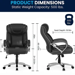 Flash Furniture Hercules LeatherSoft™ Faux Leather High-Back Big & Tall Ergonomic Office Chair, Black/Gray
