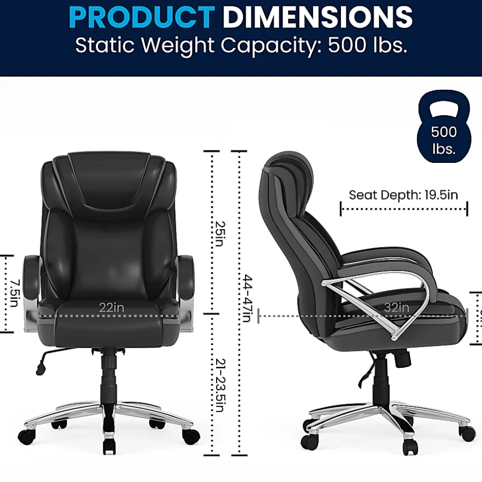 Flash Furniture Hercules LeatherSoft™ Faux Leather High-Back Big & Tall Ergonomic Office Chair, Black/Gray