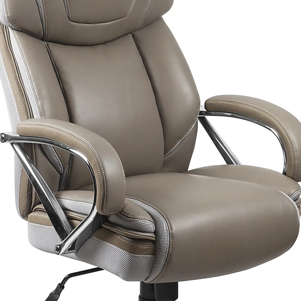 Flash Furniture Hercules LeatherSoft™ Faux Leather High-Back Big & Tall Ergonomic Office Chair, Taupe/Gray