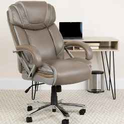 Flash Furniture Hercules LeatherSoft™ Faux Leather High-Back Big & Tall Ergonomic Office Chair, Taupe/Gray