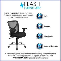 Flash Furniture HERCULES Mesh Mid-Back Task Chair, Black