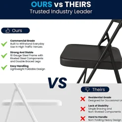 Flash Furniture HERCULES Metal Double-Braced Folding Chair, Black