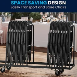 Flash Furniture HERCULES Metal Double-Braced Folding Chair, Black