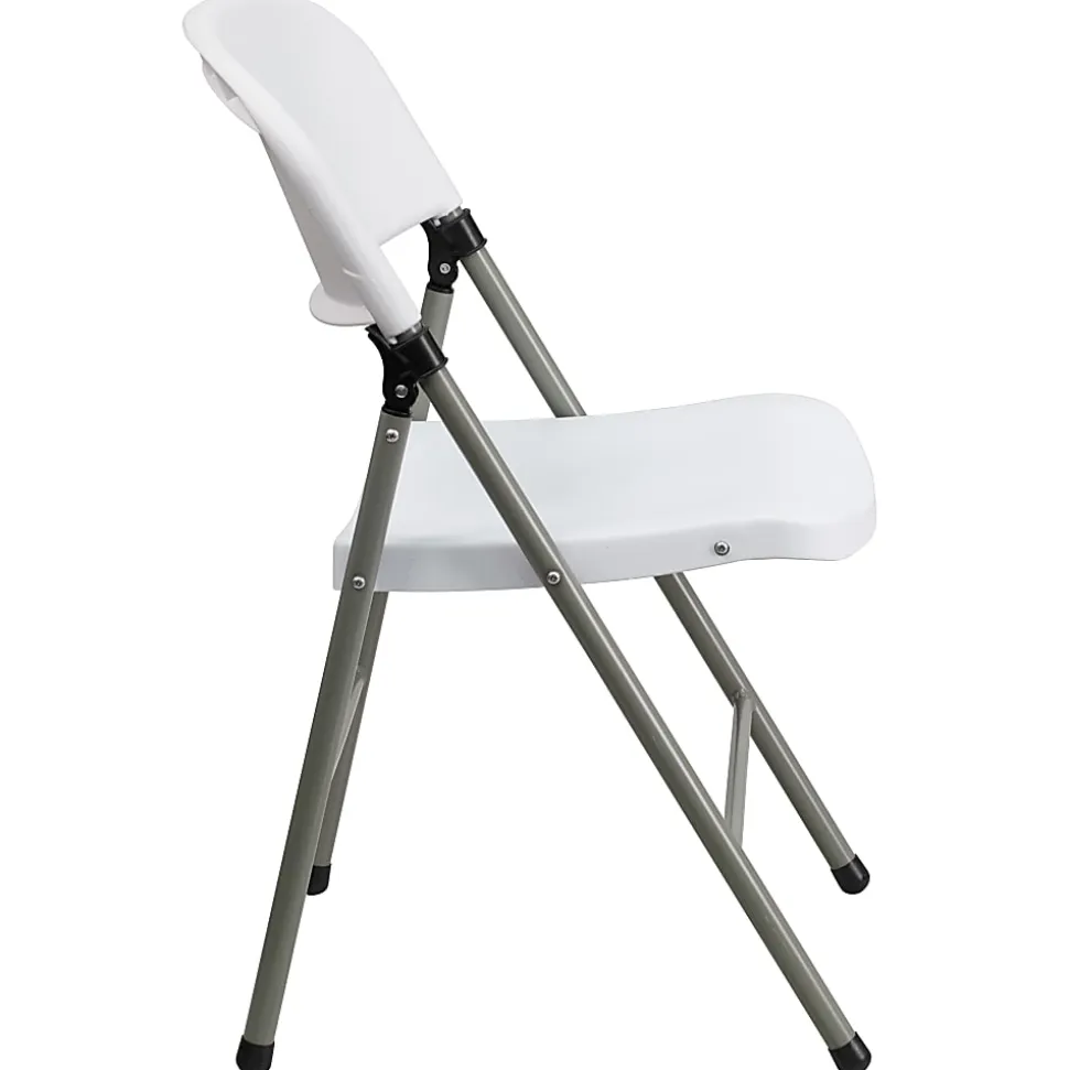 Flash Furniture HERCULES Plastic Folding Chairs, White/Gray, Set Of 2 Chairs