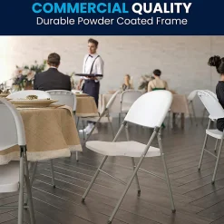 Flash Furniture HERCULES Plastic Folding Chairs, White/Gray, Set Of 2 Chairs