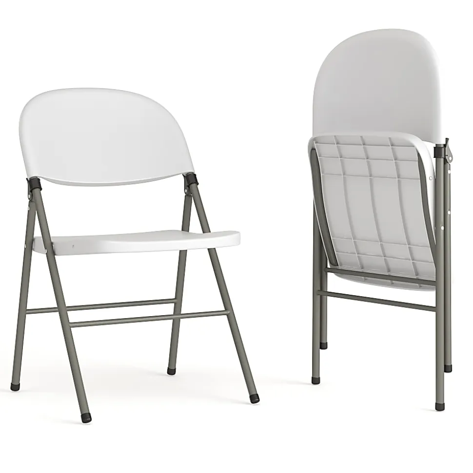 Flash Furniture HERCULES Plastic Folding Chairs, White/Gray, Set Of 2 Chairs