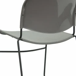 Flash Furniture HERCULES Plastic Ultra-Compact Stack Chair, Gray/Black