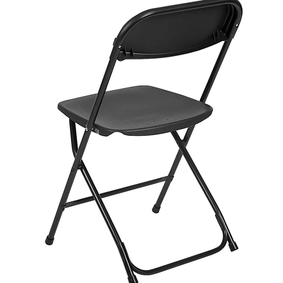 Flash Furniture Hercules Plastic Folding Chairs With 650-lb Capacity, Black, Set Of 2 Chairs