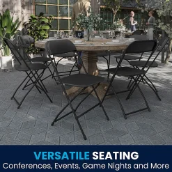 Flash Furniture Hercules Plastic Folding Chairs With 650-lb Capacity, Black, Set Of 2 Chairs