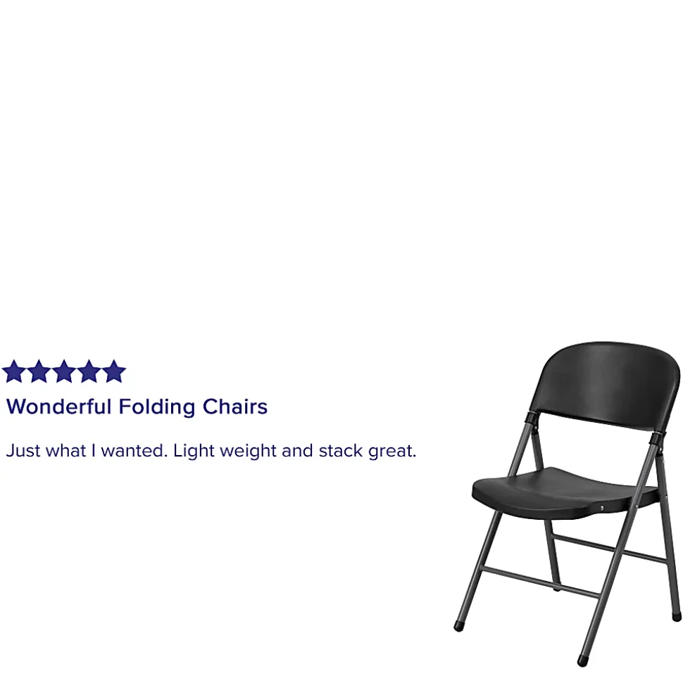 Flash Furniture HERCULES Plastic Folding Chairs, Black/Charcoal, Pack Of 6 Chairs
