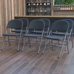 Flash Furniture HERCULES Plastic Folding Chairs, Black/Charcoal, Pack Of 6 Chairs