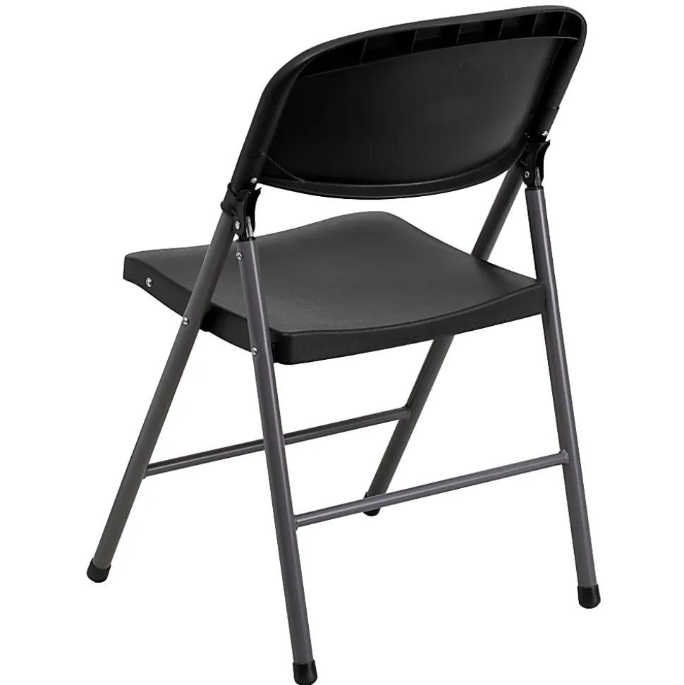 Flash Furniture HERCULES Plastic Folding Chairs, Black/Charcoal, Pack Of 6 Chairs