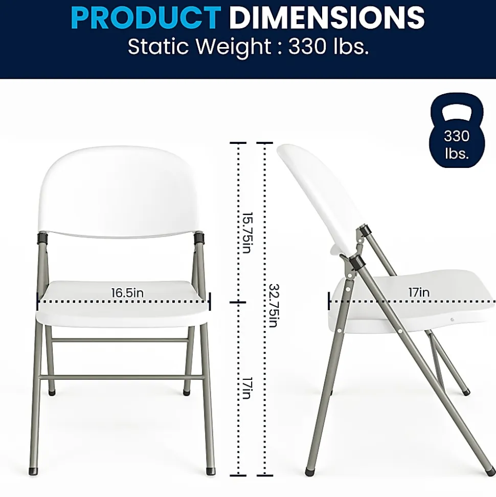 Flash Furniture HERCULES Plastic Folding Chair, White/Gray