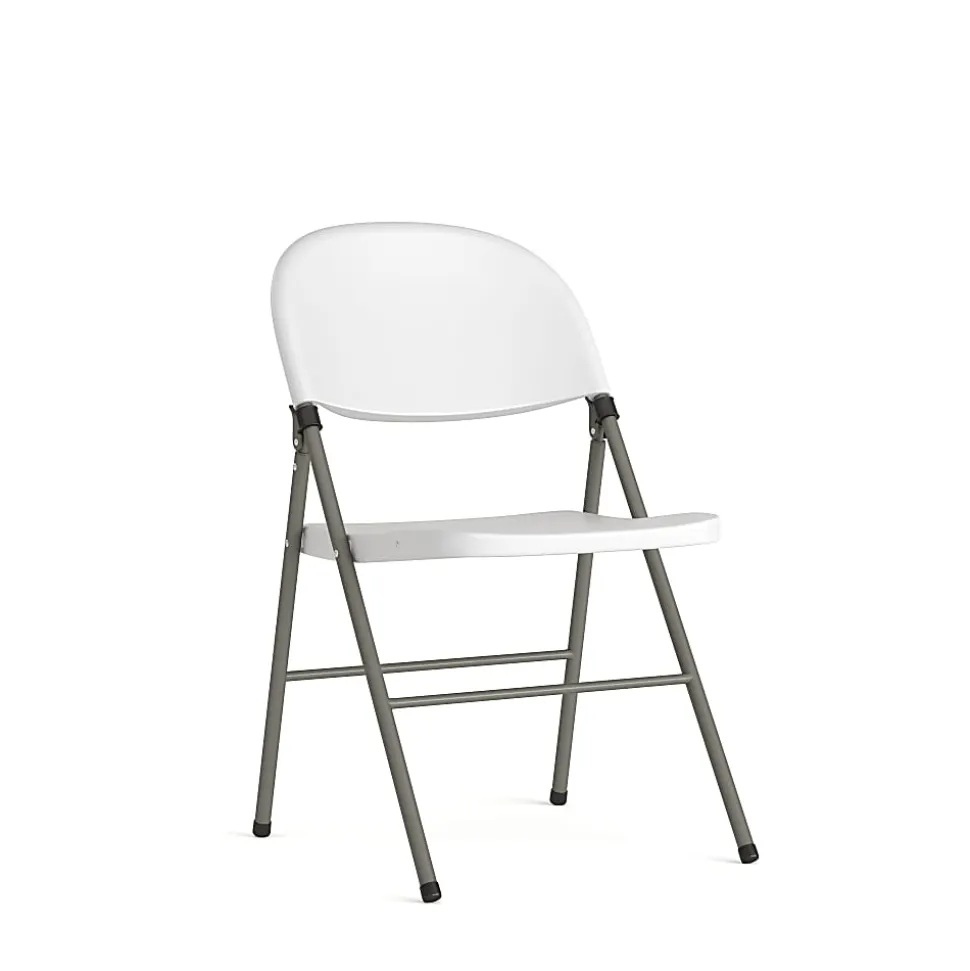 Flash Furniture HERCULES Plastic Folding Chair, White/Gray