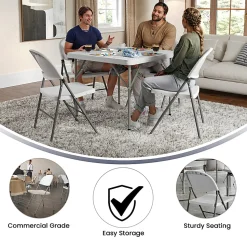 Flash Furniture HERCULES Plastic Folding Chair, White/Gray