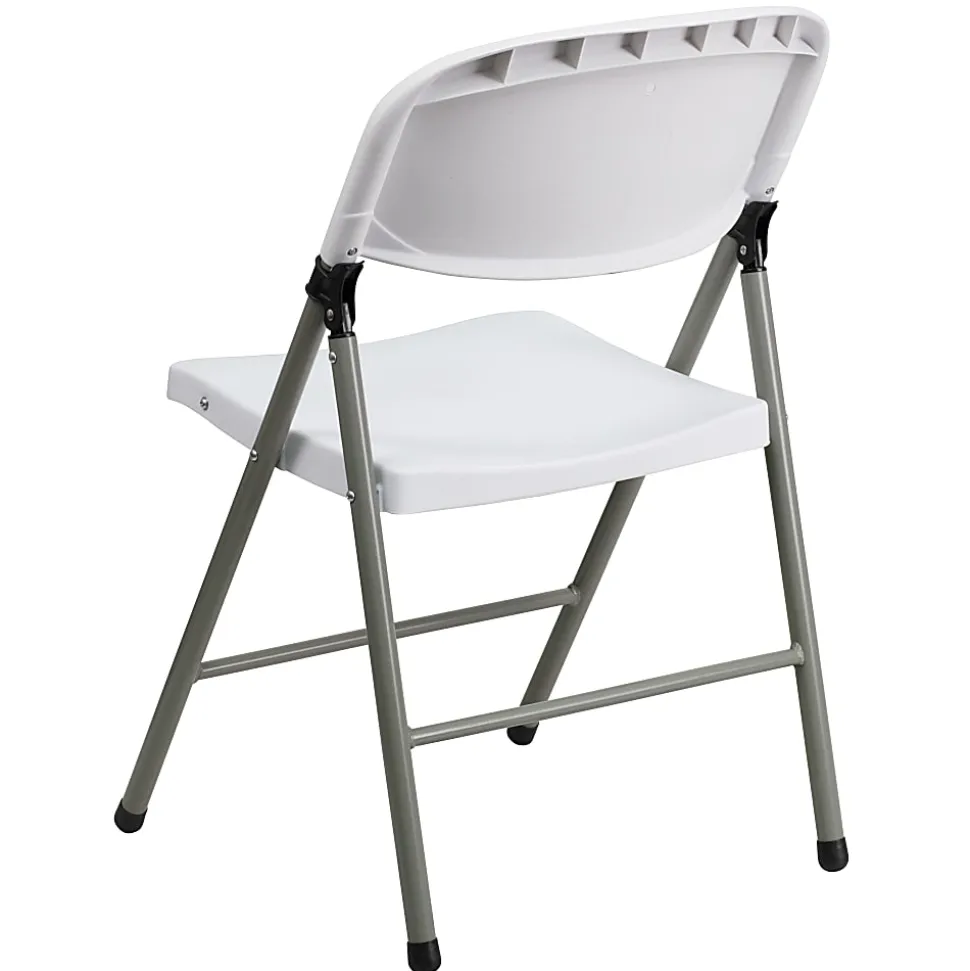 Flash Furniture HERCULES Plastic Folding Chair, White/Gray