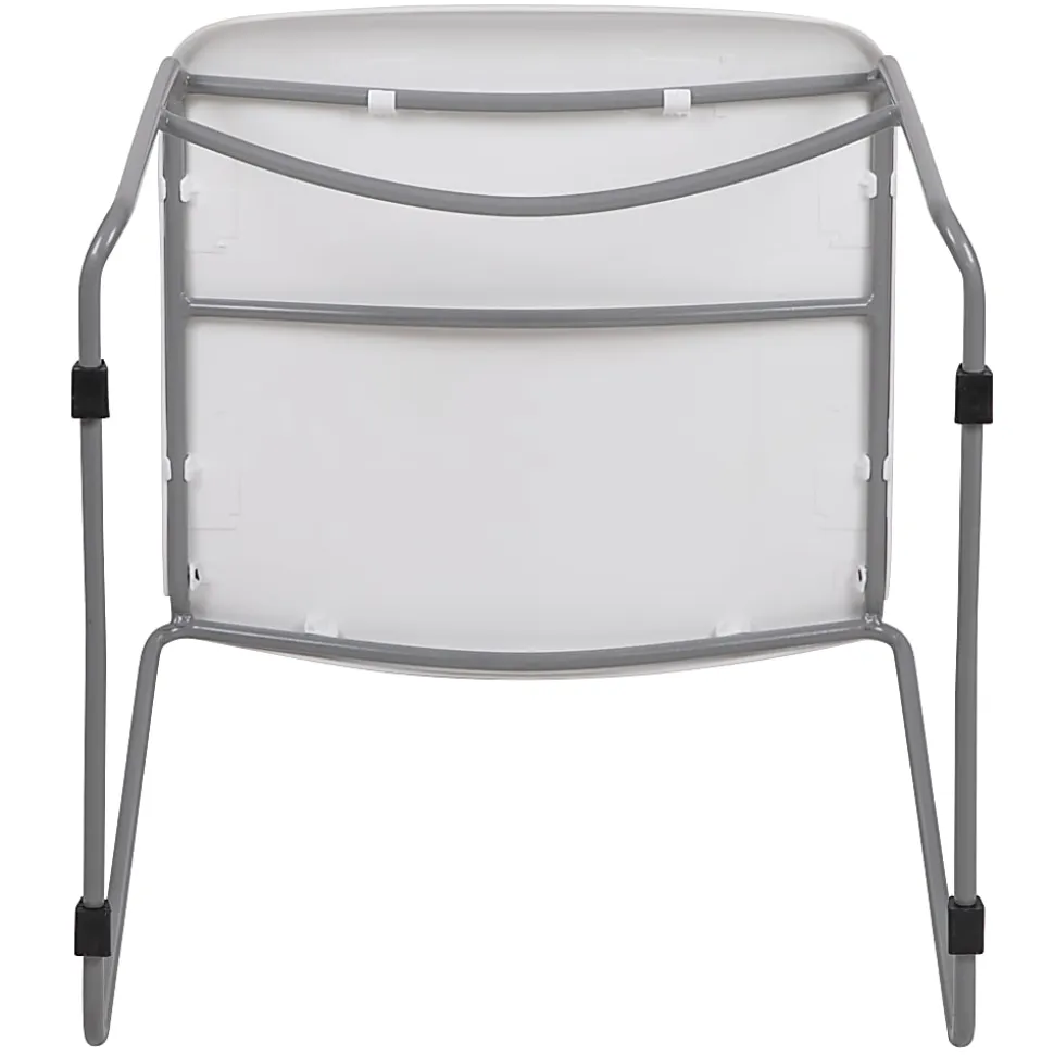 Flash Furniture HERCULES Plastic Ultra-Compact Stack Chair, White/Silver