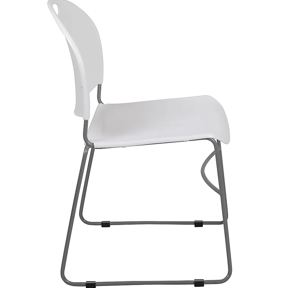 Flash Furniture HERCULES Plastic Ultra-Compact Stack Chair, White/Silver