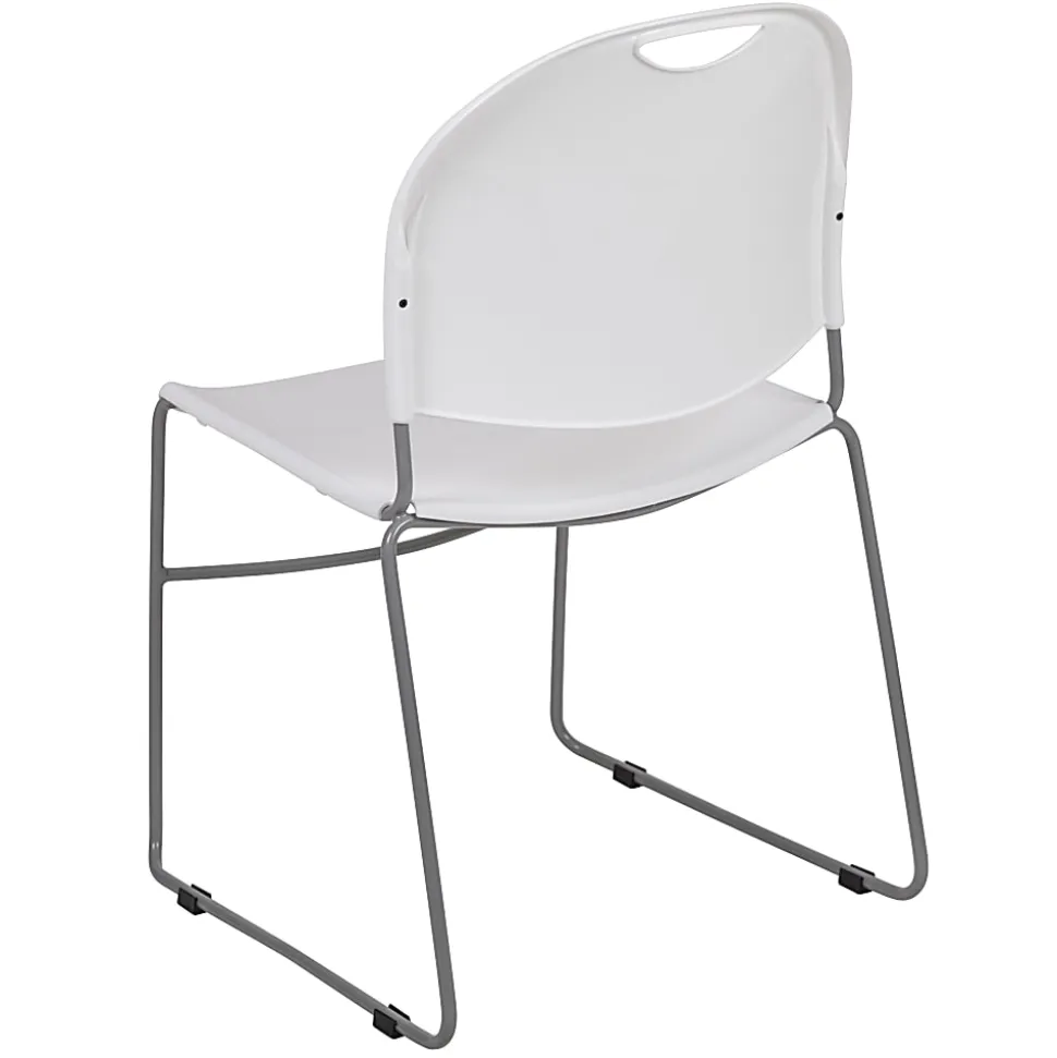 Flash Furniture HERCULES Plastic Ultra-Compact Stack Chair, White/Silver