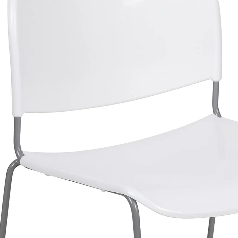Flash Furniture HERCULES Plastic Ultra-Compact Stack Chair, White/Silver