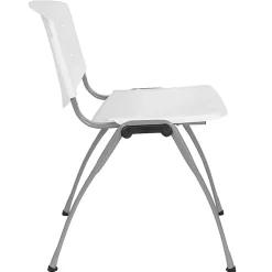 Flash Furniture HERCULES Plastic Stack Chair With Titanium Frame, White/Gray