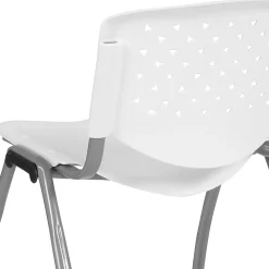 Flash Furniture HERCULES Plastic Stack Chair With Titanium Frame, White/Gray