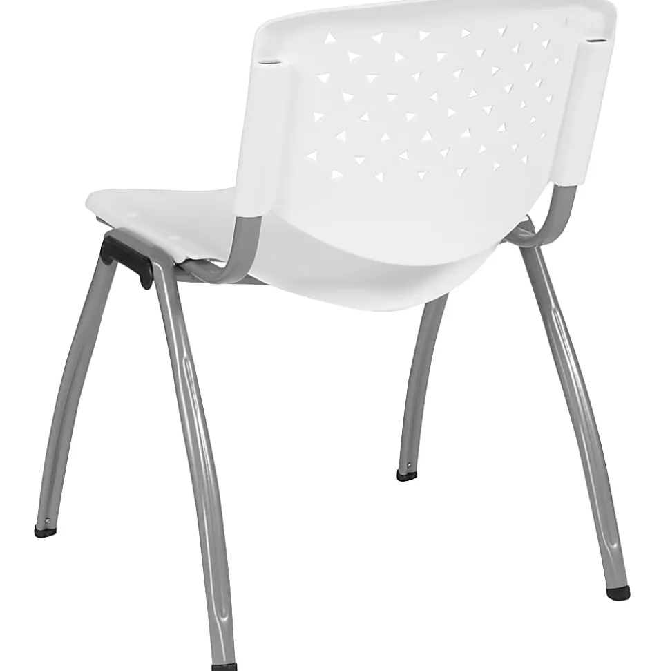 Flash Furniture HERCULES Plastic Stack Chair With Titanium Frame, White/Gray